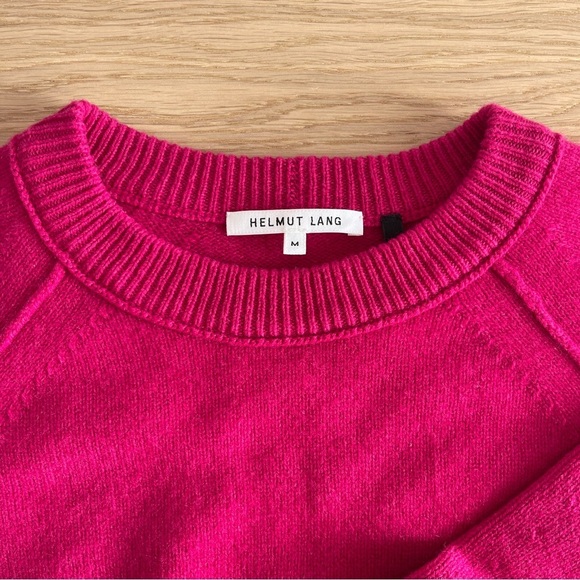 Helmut Lang cropped cashmere sweater in magenta pink Medium knit designer crew - Picture 11 of 13